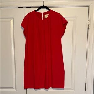 Kate Spade coral  Shift Pleated Cap-Sleeve Dress